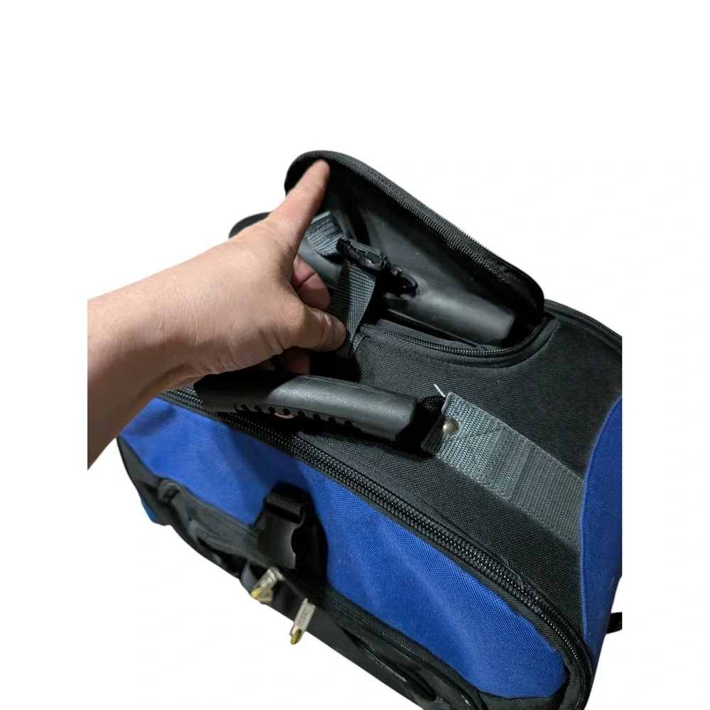 Jeep Rolling Backpack Blue Black Canvas Travel‎ Carry On Luggage Bag
